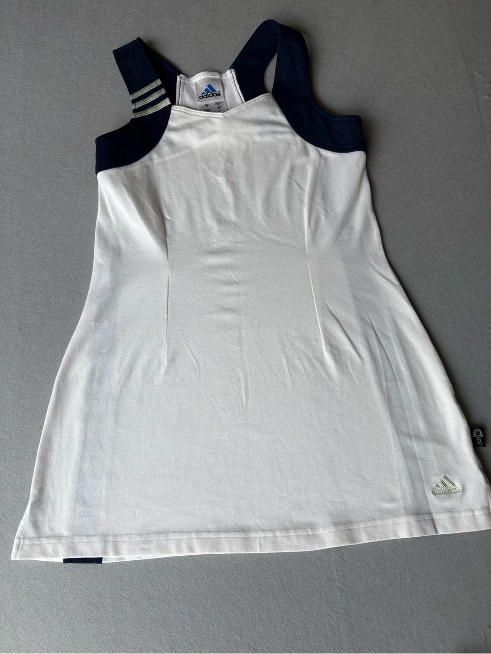 Adidas Vintage White Navy Tennis Pickleball Dress Athletic Sport Dress Sz M